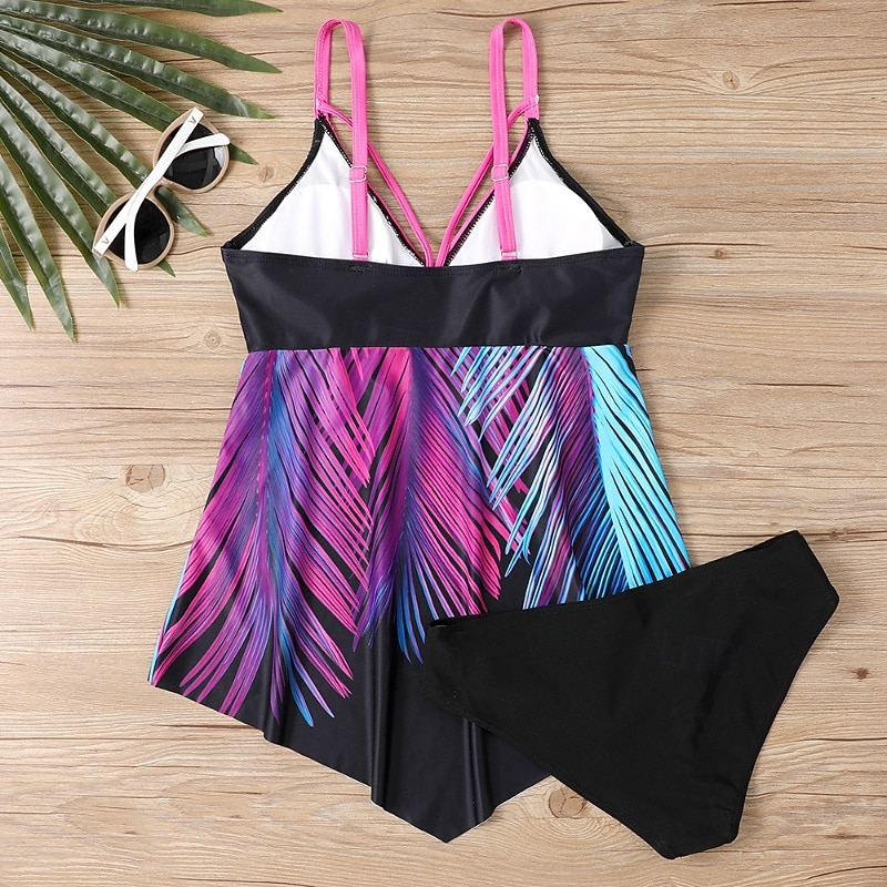 Mulheres Roupa de Banho 2 partes Slip roupa de banho Frente Única Férias Roupa de Praia Floral Decote V Sem Manga Fatos de banho de 2026 por $28.99 –P7