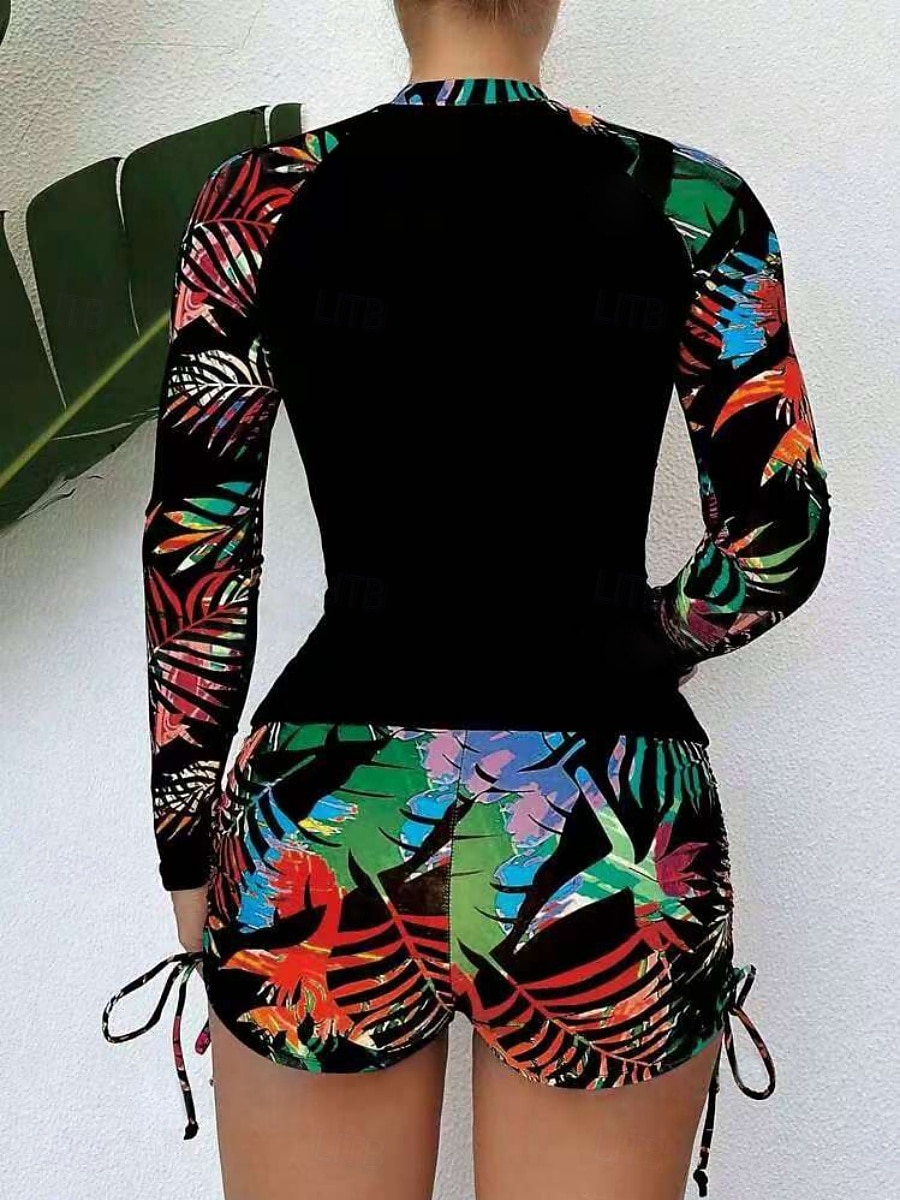 Costume da bagno da donna tankini a 2 pezzi con pantaloni corti arricciati controlla pancia vita alta schiena scoperta abbigliamento da spiaggia per le vacanze costumi da bagno senza maniche a collo del 2026 a $29.99 –P14