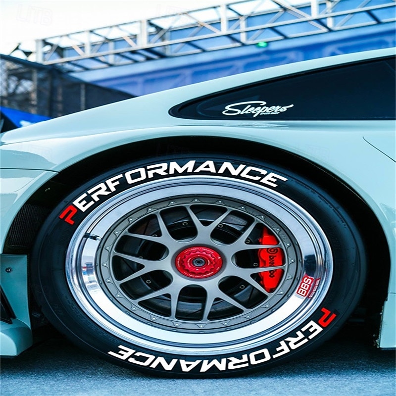 8 قطع/مجموعة ملصقات ديكور لإطارات السيارات ضبط السيارة ملصقات ثلاثية الأبعاد دائمة من مادة البولي فينيل كلوريد ملصقات حروف تسمية السيارات للأداء 2025 - $22.99 –P5