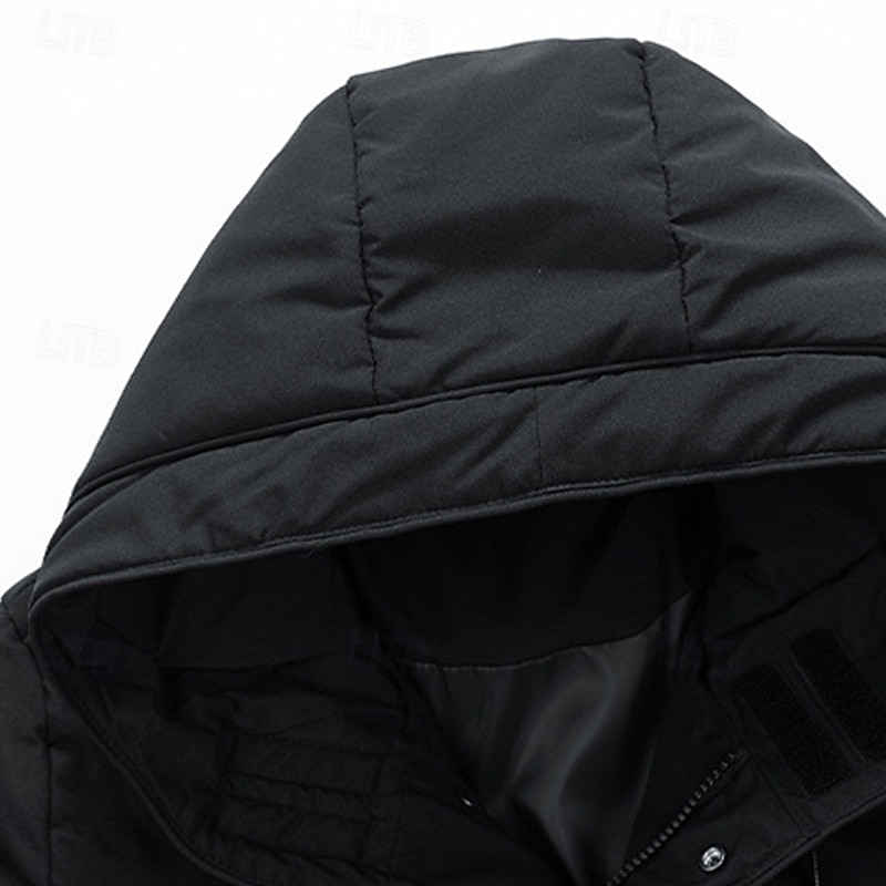 Hombre Abrigo de invierno Chaqueta acolchada Bolsillo Poliéster Vacaciones Ropa Cotidiana Cita Largo Moda Casual Cómodo Mantiene abrigado Otoño Invierno Color sólido/liso Negro Verde Trébol Gris 2026 - $50.99 –P10