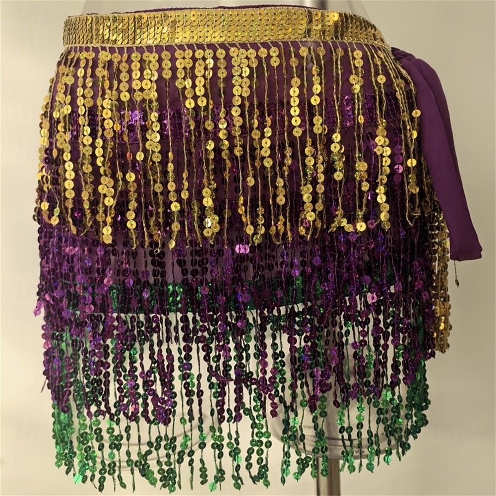 Samba Dancewear Belly Dance Performance Costume Sequin Tassel Hip Scarf Bead Waist Chain Indian Dance Performance Waist Scarf.l Performance Costume 2026 - $26.99 –P6
