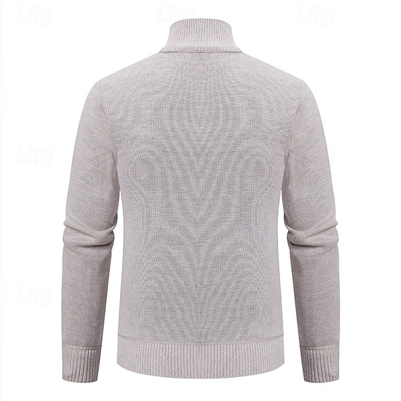 Herre Genser Cardigan Genser Glidelås genser Riflet Strikke Vanlige topper Ta igjen glidelåsen Strikket عادي Høy krage Mote Sjale Virksomhet Avslappet Klær Høst Vinter Burgunder Navyblå M L XL 2026 - $30.99 –P6
