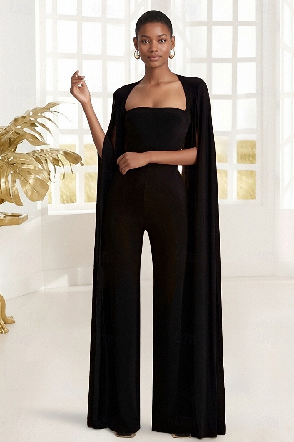 Overalls Bodenlang Wickelkleid Brautmutterkleid Ärmellos Trägerlos Elegant Einfach Formell Hochzeitsgast Formeller Abend Stretchstoff mit Blume Einfarbig 2026 - $153.99 –P1