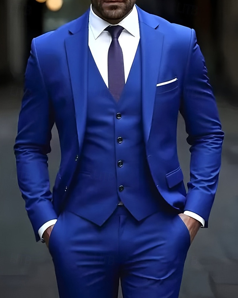 Ανδρικά Σακάκι+Γιλέκο+Παντελόνι Μπλέιζερ Στολές Επιχείρηση Κοκτέιλ Πάρτι Γαμήλιο Πάρτι 3 Κομμάτια Μοντέρνα Καθημερινό Άνοιξη Φθινόπωρο Πολυεστέρας Σκέτο Τσέπη Κουμπιά Άνετο Σταυρωτό Χρωματιστή ζακέτα 2026 - $106.99 –P6