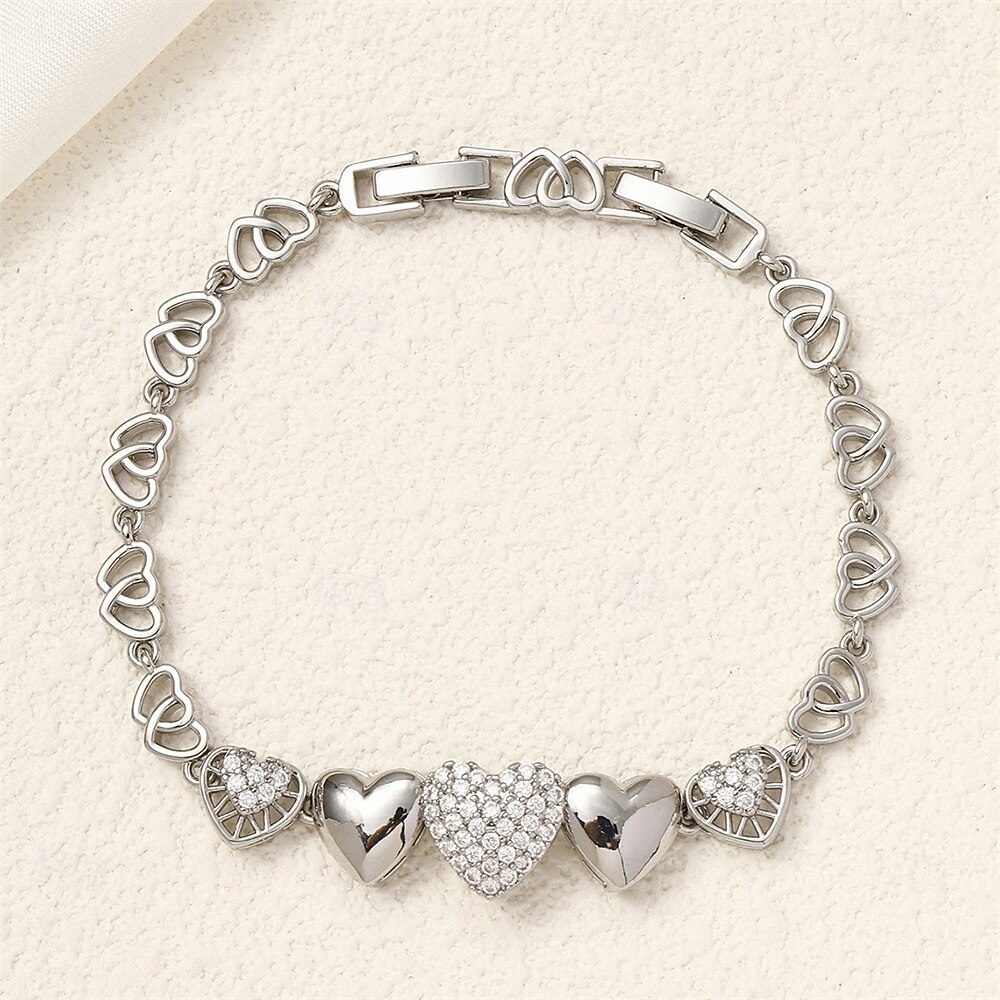 Kubisk Zirkonium Klassisk geometriske Kjæreste Elegant Personalisert Enkel trendy Chrome Armbånd Smykker Sølv / Gull Til Bryllup Fest Engasjement Skoleball 2025 - $19.99 –P3