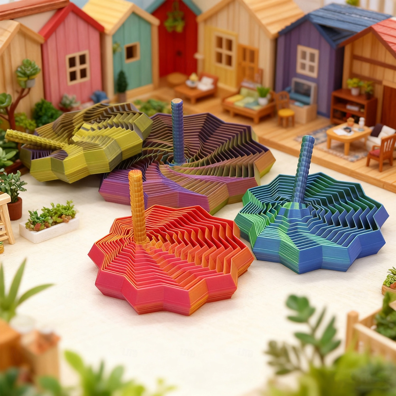 Fidget Star s rukojetí, hypnotický vizuální zvuk, úleva od stresu, spinner, 3D tištěná stolní hračka 2026 - $12.99 –P5