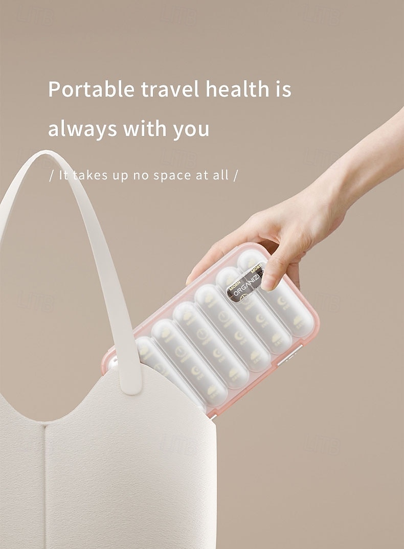 Portapillole portatile con 21/28 scomparti, dispenser per farmaci settimanale, grande scomparto diviso, adatto per vitamine e farmaci quotidiani, ideale per viaggi, casa o come regalo. del 2026 a $20.99 –P16