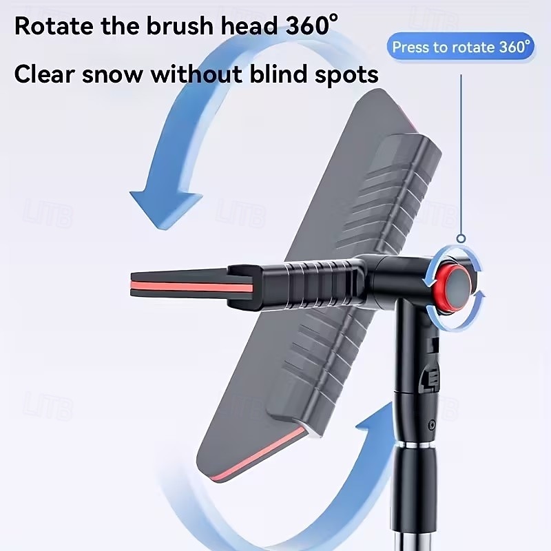 Přenosná lopata na sníh s otočením o 360° do auta, víceúčelová škrabka na led s robustní konstrukcí, zimní nástroj na odklízení sněhu z oken aut, venkovní použití a sněžné skútry 2025 - $22.99 –P6