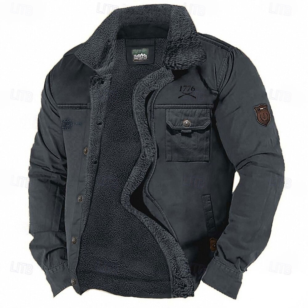 Ανδρικά Γραφική 1776 Μπουφάν fleece Μπουφάν Cargo Μπουφάν Sherpa Διατηρείτε Ζεστό Βίντατζ Καθημερινό ΕΞΩΤΕΡΙΚΟΥ ΧΩΡΟΥ Σπίτι Πολλαπλές τσέπες Βαμβακερά μπουφάν Χειμερινά παλτά Φθινόπωρο Χειμώνας 2026 - $54.99 –P3