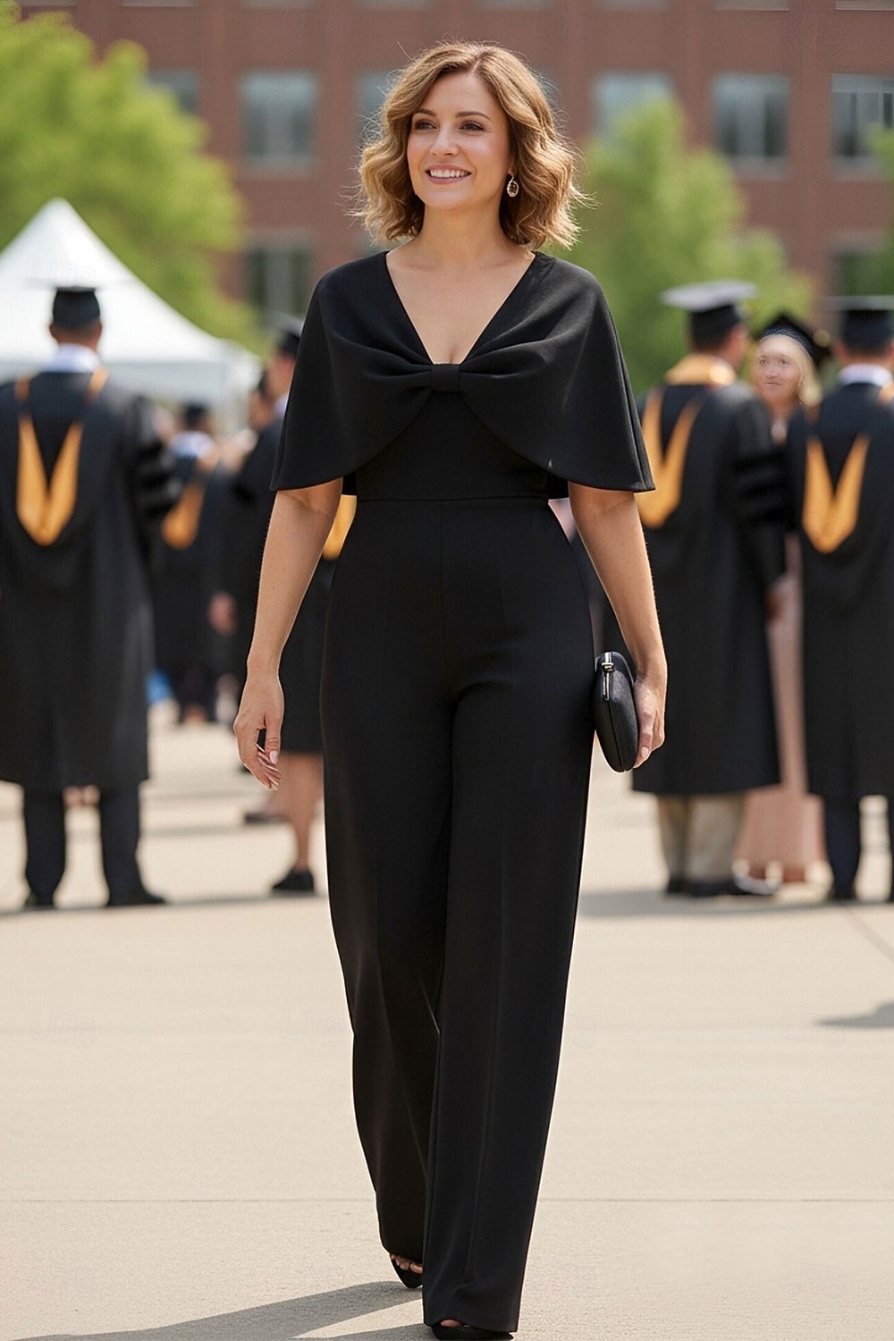 Overalls Bodenlang Brautmutterkleid Ärmellos Rundhalsausschnitt Elegant Einfach Hochzeitsgast Formeller Abend Stretchstoff mit Einfarbig 2026 - $142.99 –P2