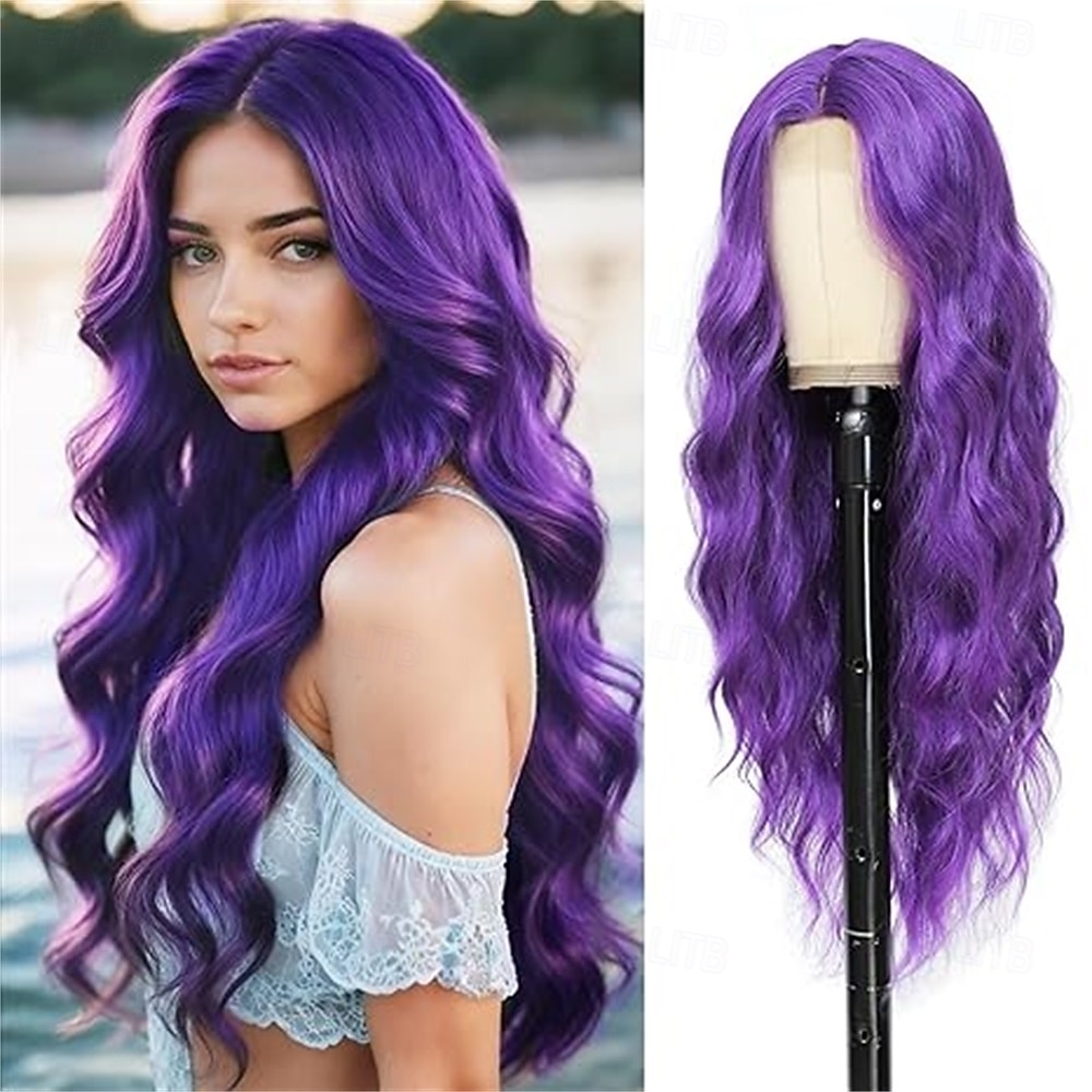 Peruca de Carnaval 2026 Rosa Vermelho Azul Encaracolado Ondulado Longo Peruca sintética para festivais Mardi Gras Parada Cabelo para fantasia de cosplay para Feminino de 2026 por $21.99 –P5