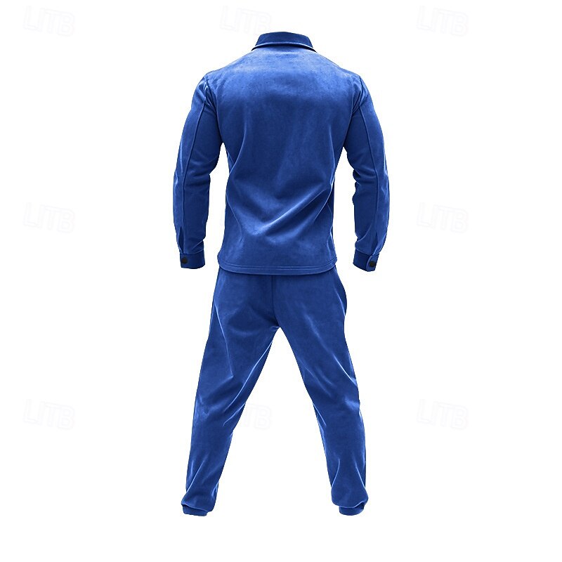 Bărbați Hanorca Trening Set de ținute Rever Zilnic În aer liber Sport Cordon Butonul sus Buzunar Simplu Bleumarin Poliester Îmbrăcăminte de Sport  Modă Șic Stradă Primăvară 2026 - $49.99 –P5