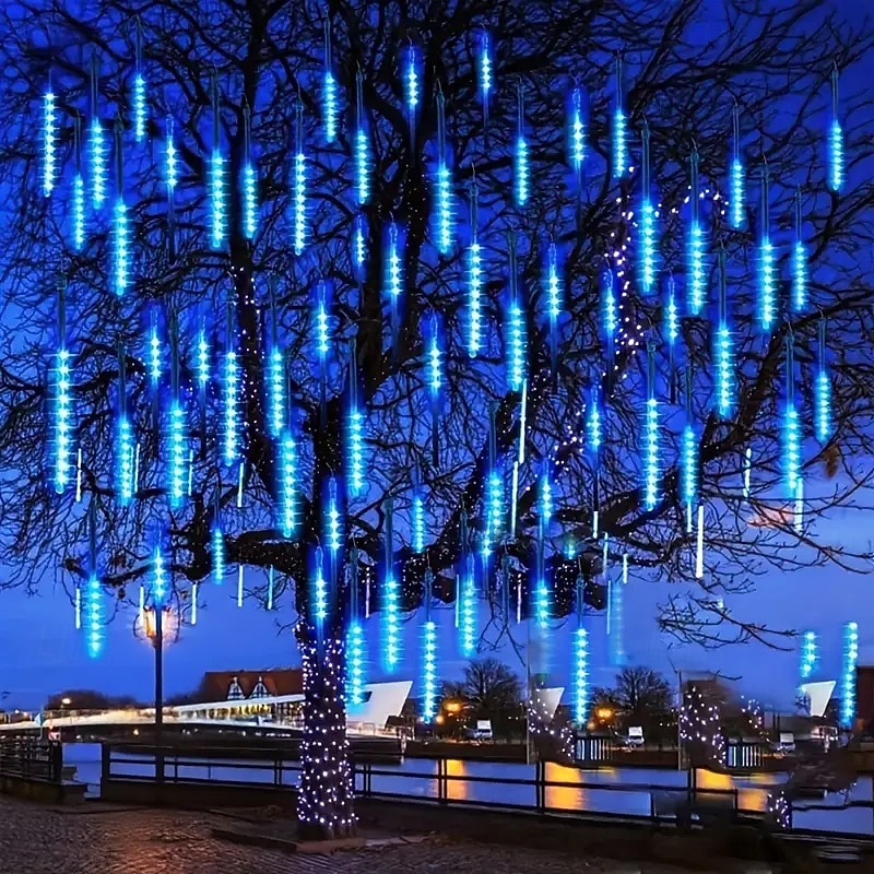 2 In 1 Buiten Zonne- Meteor Shower Licht String 16Tubes 384 LED Parels Binnen en Buiten Binnenplaats Dakrand Balkon Portiek Bruiloft Festival Sfeer Decoratieve Lichten Afstandsbediening 2026 - $32.99 –P15