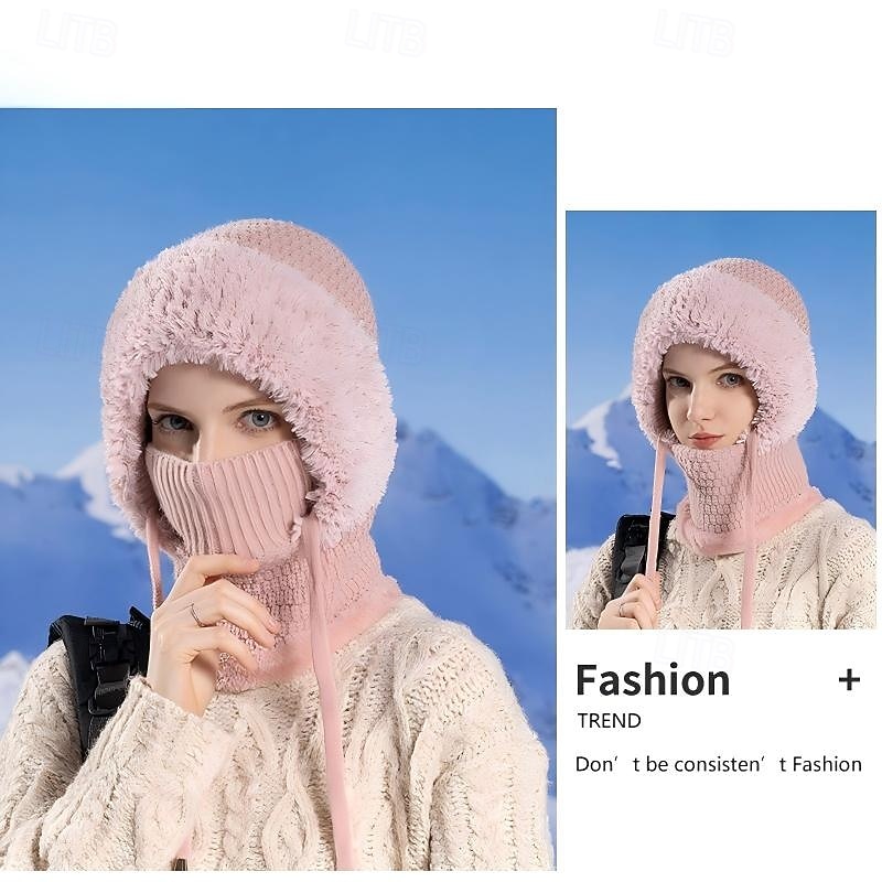 3-in-1 Beanie Hat Neck Warmer Face Cover Women Outdoor Knitted Hat with Fleece Lined Face Mask and Neck Warmer All-in-One Beanie for Cycling Hiking Winter Cold Weather Warm Headwear 2026 - $16.99 –P2