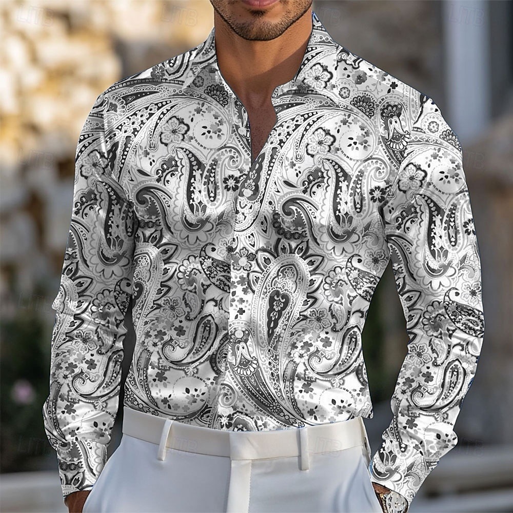 Bărbați Imprimeu Paisley Έθνικ Cămașă din satin Cămașă de Costum Camașă cu nasturi Manșon Lung Moda Casual Vacanță Zilnic Serată Vară Primăvară Toamnă Răsfrânt Cămăși cu guler Imprimare 3D Albastru 2026 - $33.99 –P7