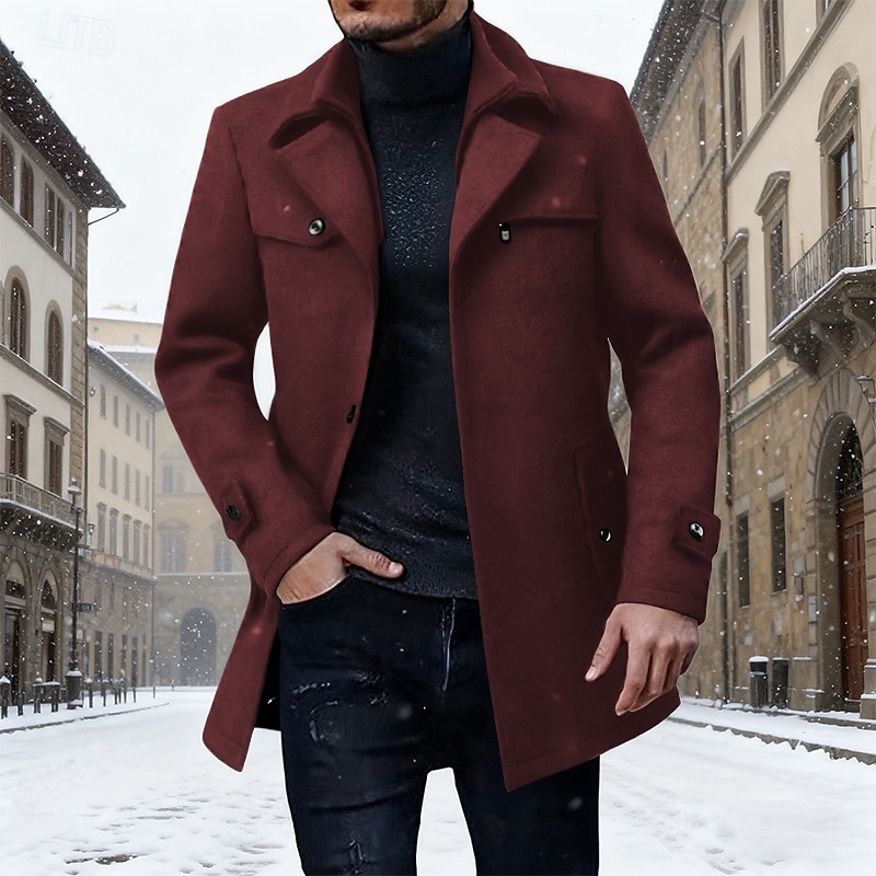 Homens Casaco de inverno Casaco de lã Casaco Casaco longo Casaco impermeável Ao ar livre Casual Outono Inverno Misto de Lã Térmico / Quente agasalhos Roupa Elegante Moda Tecido Bolsos Aberto para a de 2026 por $75.99 –P3