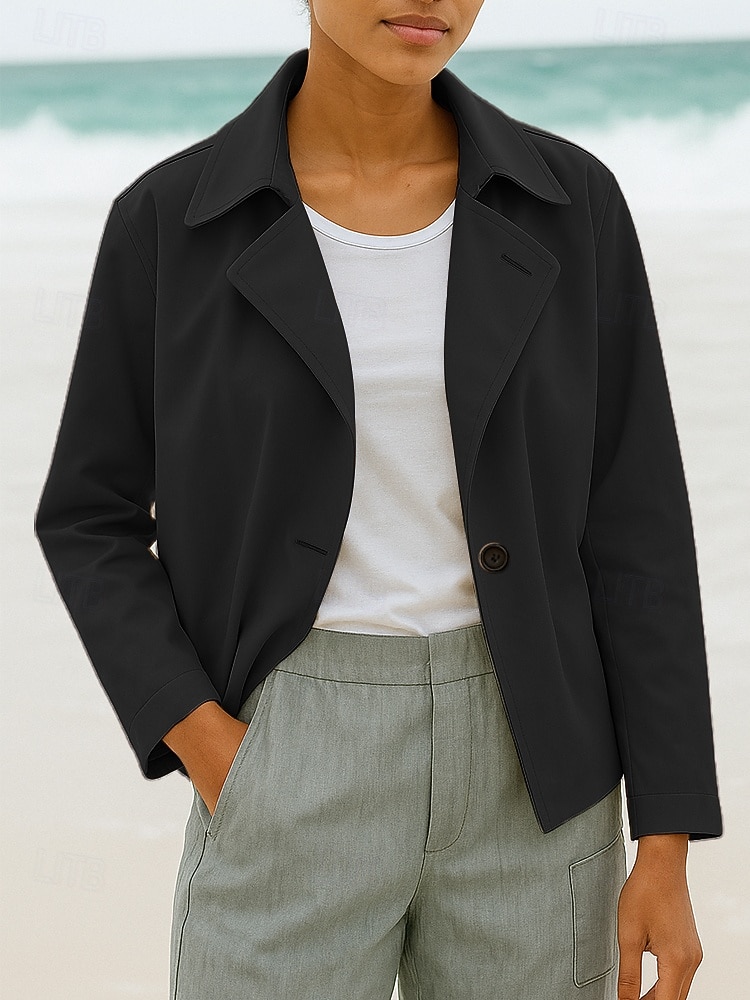 Mulheres Blusão Jaqueta casual Para Noite Botões Tecido Confortável Moda Ajuste Largo agasalhos Manga Longa Primavera Azul Céu S de 2026 por $24.99 –P5