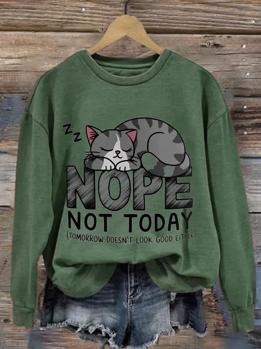 Damskie Bluza z kapturem Nadruk Graficzny Zwierzę Litera Codzienny Długi rękaw Półgolf Zwykłe topy Codzienny Ulica Na co dzień Niebieski Biały Pomarańczowy Zielony Jesień Zima 2026 - $28.99 –P2