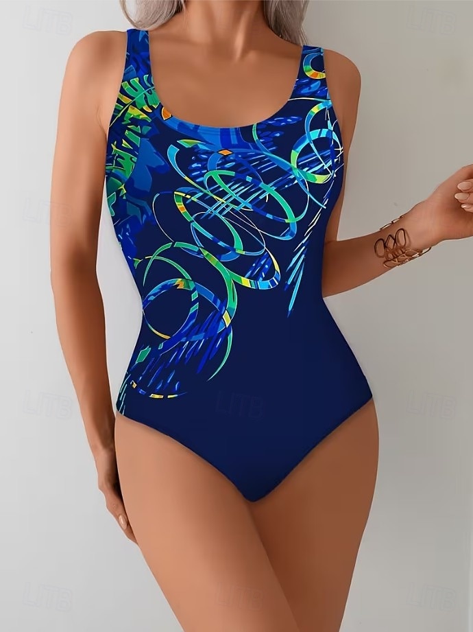 Traje de Baño de Una Pieza para Mujer Moldeador Monokini Corte Alto Control de Barriga Cintura Alta Delgado Sin Espalda Vacaciones Vintage Ombre Gráfico Cuello en U Sin Mangas 2026 - $10.19 –P2