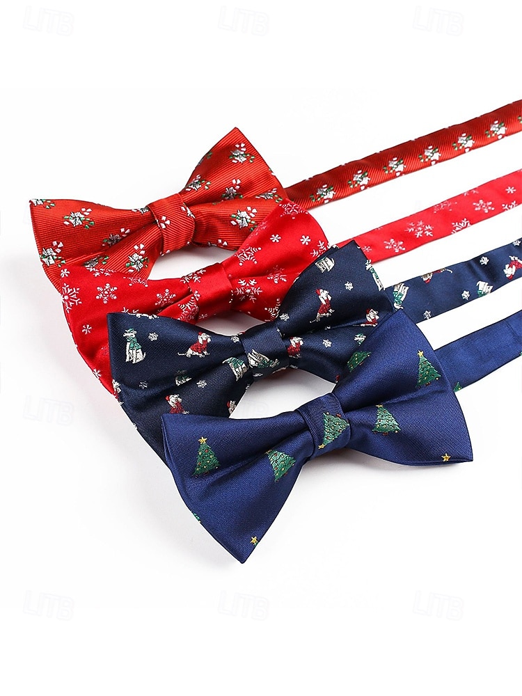 Χριστουγεννιάτικο παπιγιόν από πολυεστέρα για άνδρες με σχέδια χιονονιφάδας και δέντρου για χριστουγεννιάτικα πάρτι, κόκκινες, πράσινες και μπλε σκούρες επιλογές 2026 - $7.99 –P5