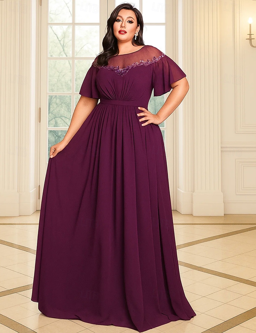 A-Line Floor Length Wedding Guest Dress Formal Dresses Evening Gown Mother  of the Bride Dress Short Sleeve Off Shoulder Elegant Vintage Plus Size with  Sequin 2026 - $114.99