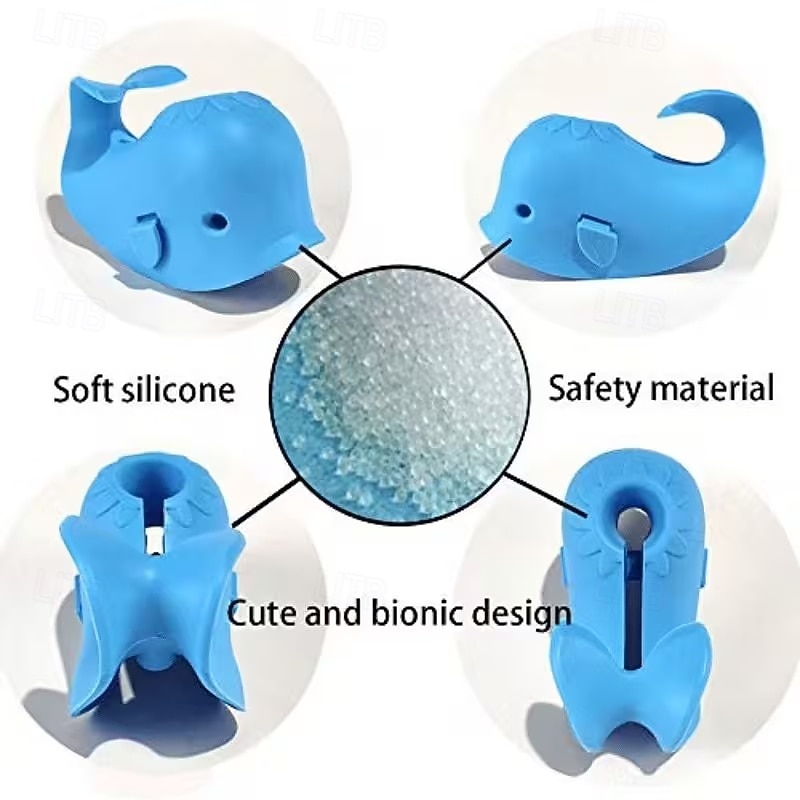 Cubierta de grifo de bañera de silicona con forma de ballena: suave, duradera y segura para los más pequeños, azul &Opciones grises, ideales para la seguridad del baño y el tiempo de juego, cubierta 2026 - $16.99 –P6