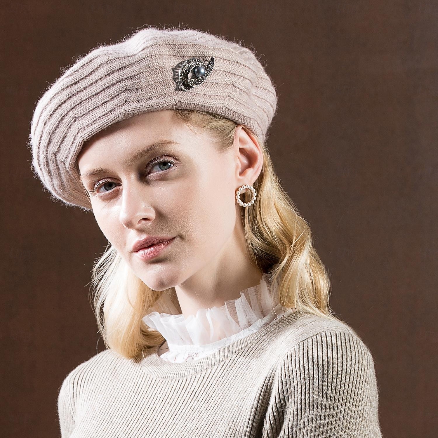 Hats synthetic fibre Beret Hat Floppy Hat Casual Holiday Classical Classic With Crystals Pure Color Headpiece Headwear 2026 - $28.99 –P14