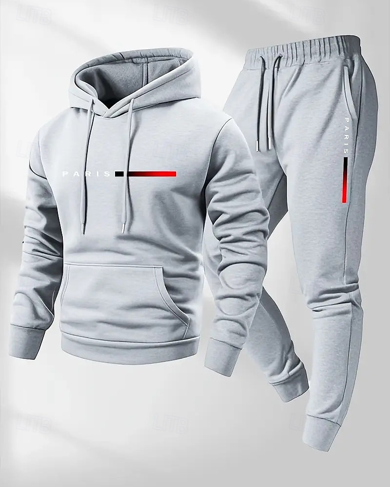 Муж. Спортивный костюм из двух частей Спортивные штаны Толстовка с капюшоном с карманом Однотонный Наборы одежды Наступила зима Темно-серый Темно-синий Тренажерный зал Пешеходный туризм Разрабатывать 2026 - $13.99 –P4