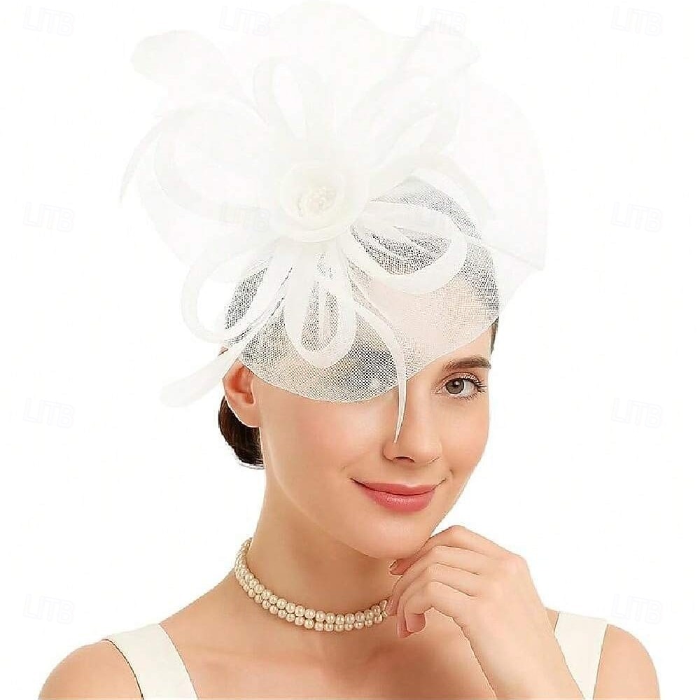 Čelenka Tyl Látka 30. léta Svatební Čajový dýchánek Dostih koktejl Elegantní Vinobraní S Peří Přílba Pokrývky Hlavy 2025 - $14.99 –P5