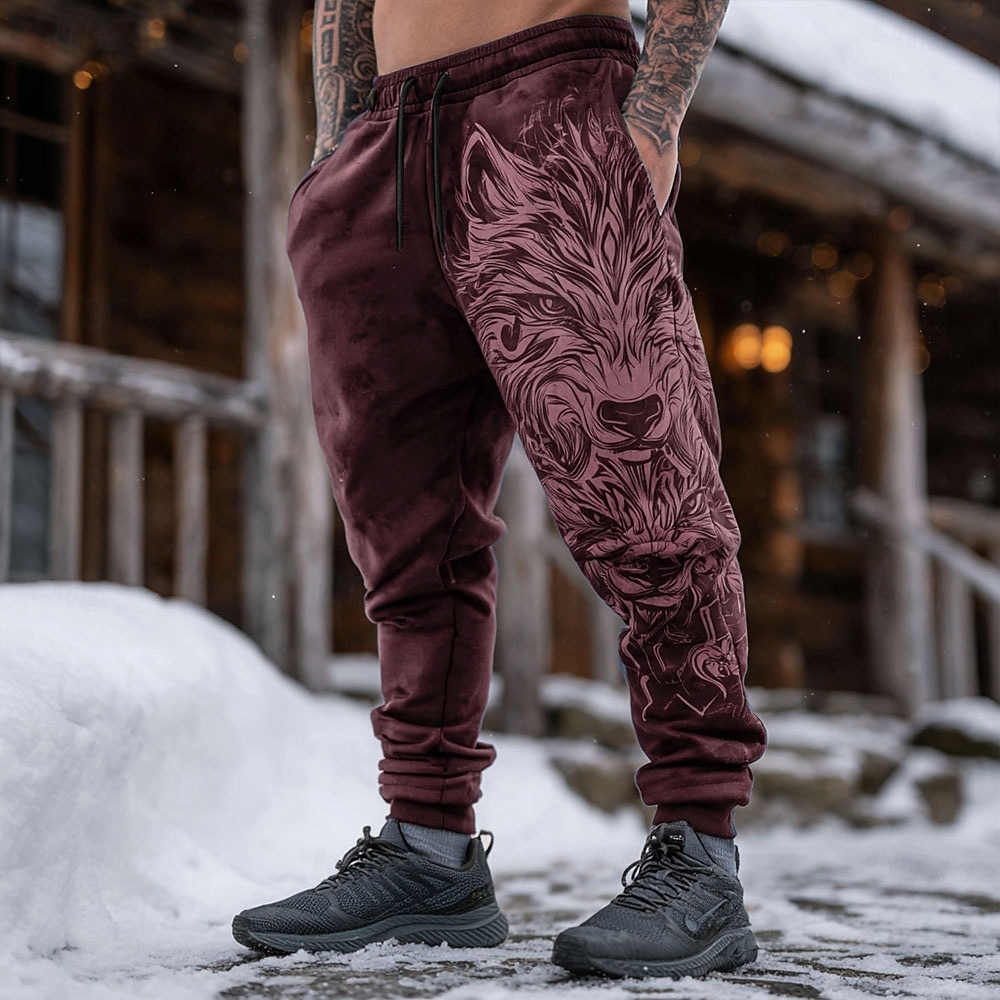 Homme Animal Loup Viking Joggings Pantalon Jogger Pantalons Taille Moyenne Taille élastique à cordon Vintage Rétro Extérieur Camping & Randonnée Chasse Pantalon de survêtement athlétique avec poches de 2026 ? $24.99 –P1