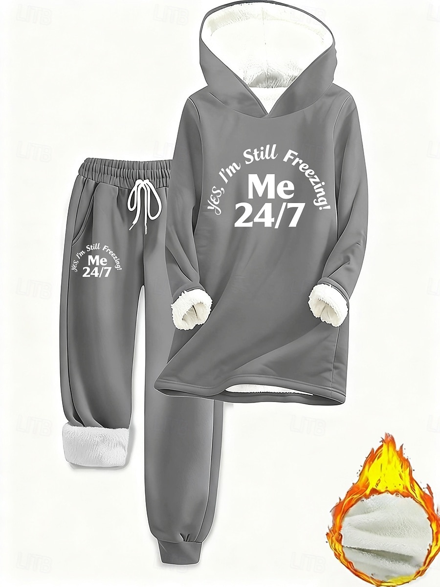 Dames Tweedelige sets Trainingspak Broeken Sets Lange mouw Capuchon Grafisch Brief Trekkoord Afdrukken Dagelijks Stijlvol Casual Dagelijks blauw Zwart Blozend Roze Herfst Normale pasvorm 2026 - $57.99 –P7