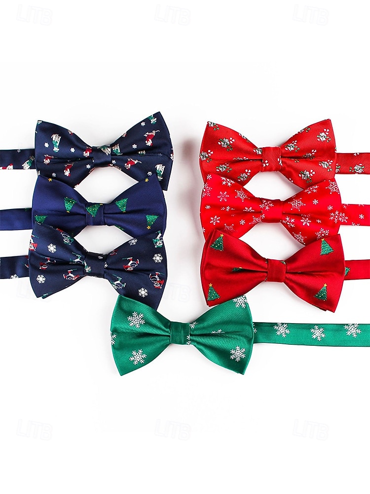 Χριστουγεννιάτικο παπιγιόν από πολυεστέρα για άνδρες με σχέδια χιονονιφάδας και δέντρου για χριστουγεννιάτικα πάρτι, κόκκινες, πράσινες και μπλε σκούρες επιλογές 2026 - $7.99 –P4