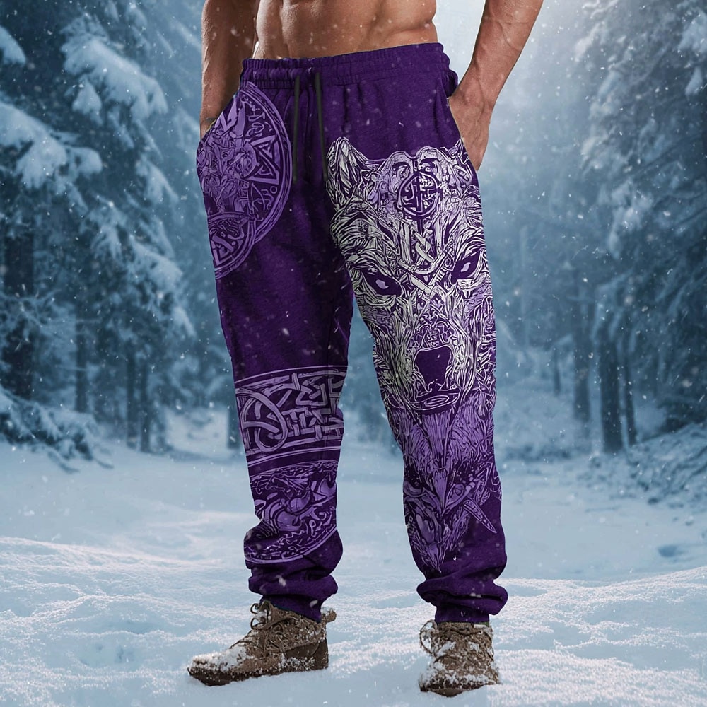 Miesten Susi Viikinki Kelttiläinen taide Veryttelyhousut Jogger Housut Keskivyötärö Kiristysnyöri joustava vyötärö Vintage retro ulko- Retkeily ja vaellus Metsästys Urheilulliset collegehousut 2026 - $15.99 –P3