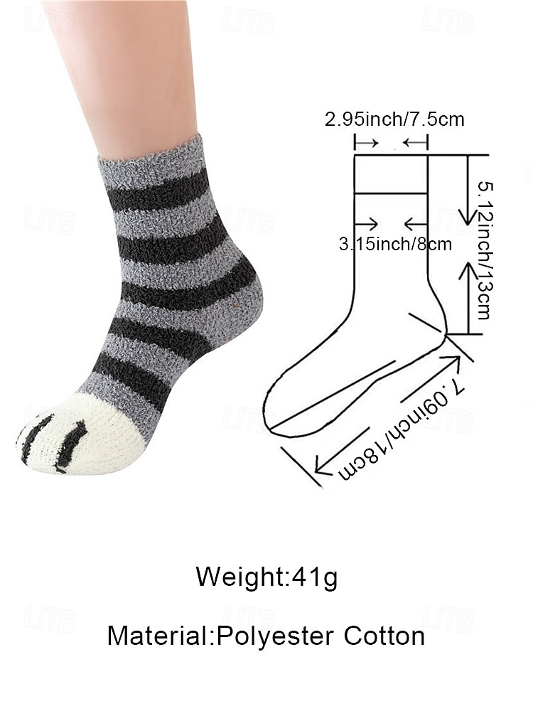 2026年 レディースコットンブレンドソックス、猫の足跡プリントデザインの6足セット、複数の色、柔らかくて快適な毎日の着用に最適  コレクション – $11.99 –P11