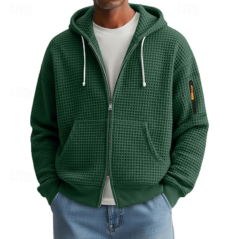 Per uomo Felpa con cappuccio Felpa con cappuccio a zip intera Felpa con cappuccio a nido d'ape Felpa con cappuccio tattica Blu marino Verde Grigio chiaro Azzurro Con Cappuccio Semplice Cerniera del 2025 a $27.99 –P3