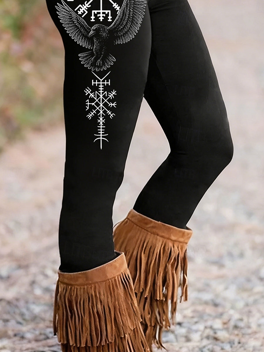 Γυναικεία Βίκινγκ Μποho Leggings Διακοπές Vintage Εθνοτική Στιλ Πλήρους Μήκους Ψηλή Μέση Γραφικό Γράμμα Γρήγορη Στεγανότητα Αναπνευστικότητα Μαλακό Ελαστικό Επίσημο Υπαίθριες Διακοπές Μαύρο Άνοιξη 2026 - $21.99 –P3