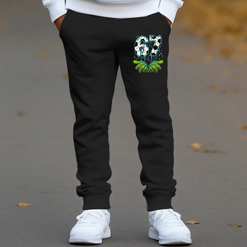 2026年 男女兼用 男の子 3D グラフィック 67 パンツ スウェットパンツ 春 秋 ストリートファッション ベーシック 子供 4〜12年 アウトドア スポーツ カジュアル レギュラー  コレクション – $9.99 –P6