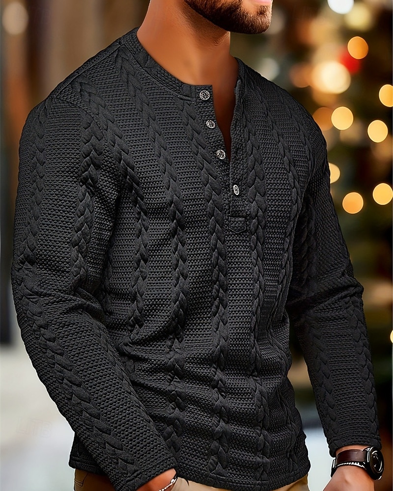Homme Sweat-shirt Pull Noir Henley Uni Jacquard Sport & Loisir Occasionnel Quotidien Streetwear Vêtements de sport Occasionnel Automne Hiver Vêtement Tenue Pulls Capuche Pulls molletonnés de 2026 ? $29.99 –P3