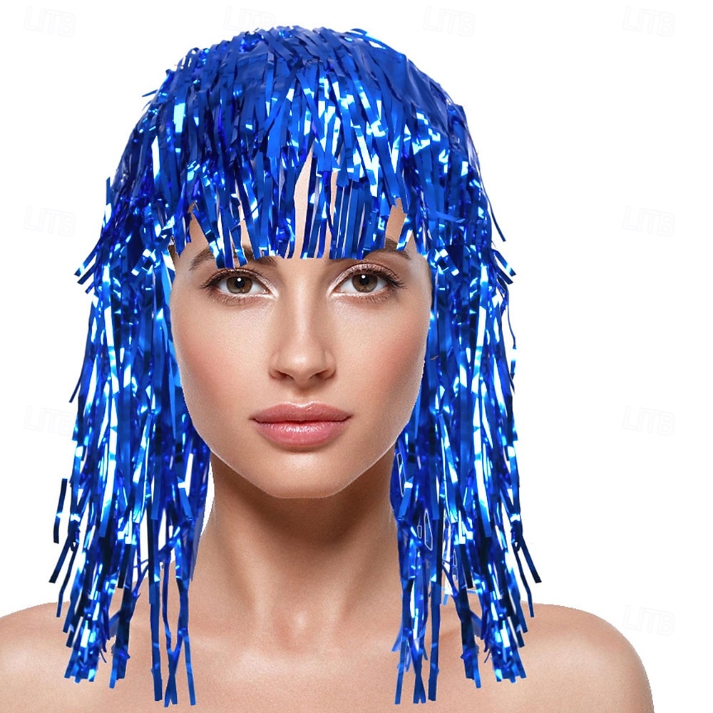 Peluca de carnaval 2026 Rubio Rosa Rojo Rizado Media Peluca sintética para festival Carnaval Desfile Cabello para disfraz de cosplay para Mujer 2026 - $5.52 –P13