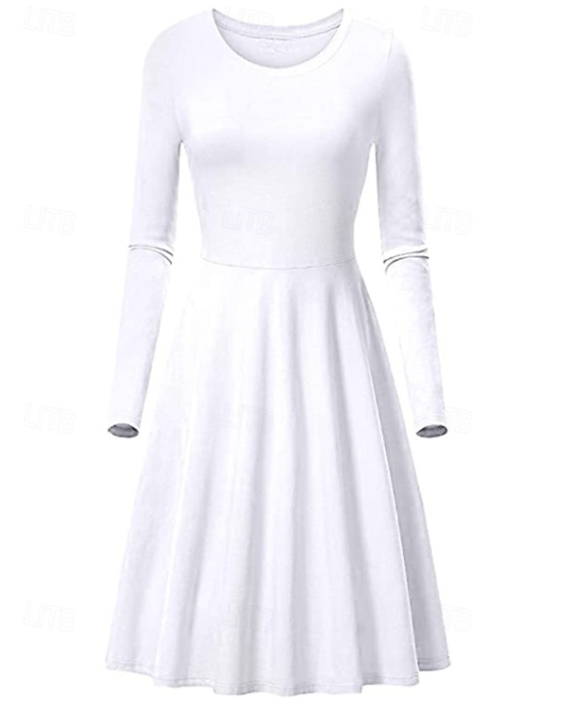 Women's Midi Dress Hoodie Dress T Shirt Dress Tee Dress Elegant Modern Daily Outdoor Vacation Loose Fit Plain Long Sleeve Crew Neck Black White Yellow Wine Spring Fall 2026 - $21.99 –P4