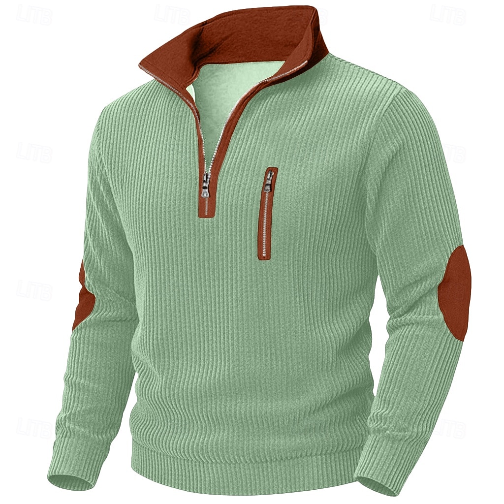 Hombre Camisa de Pana Camiseta superior Camisa de manga larga Camisas de hombre con coderas Manga Larga Cuello Alto Zip Otoño invierno Otoño Bloque de color Diario Casual Estilo callejero Cremallera 2026 - $25.99 –P5