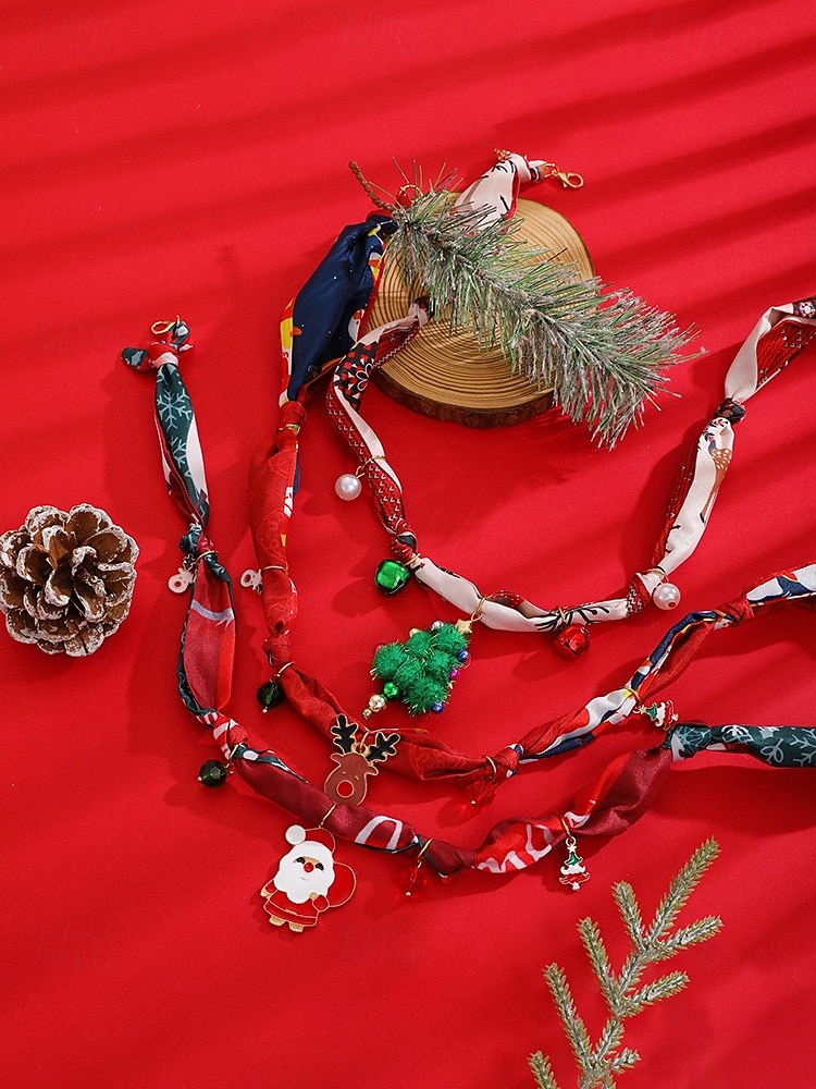 Naszyjnik świąteczny dla kobiet, wykonany ze stopu metali, tkaniny i akrylu, z motywem renifera, Świętego Mikołaja i choinki, idealny na przyjęcia świąteczne 2026 - $11.99 –P9