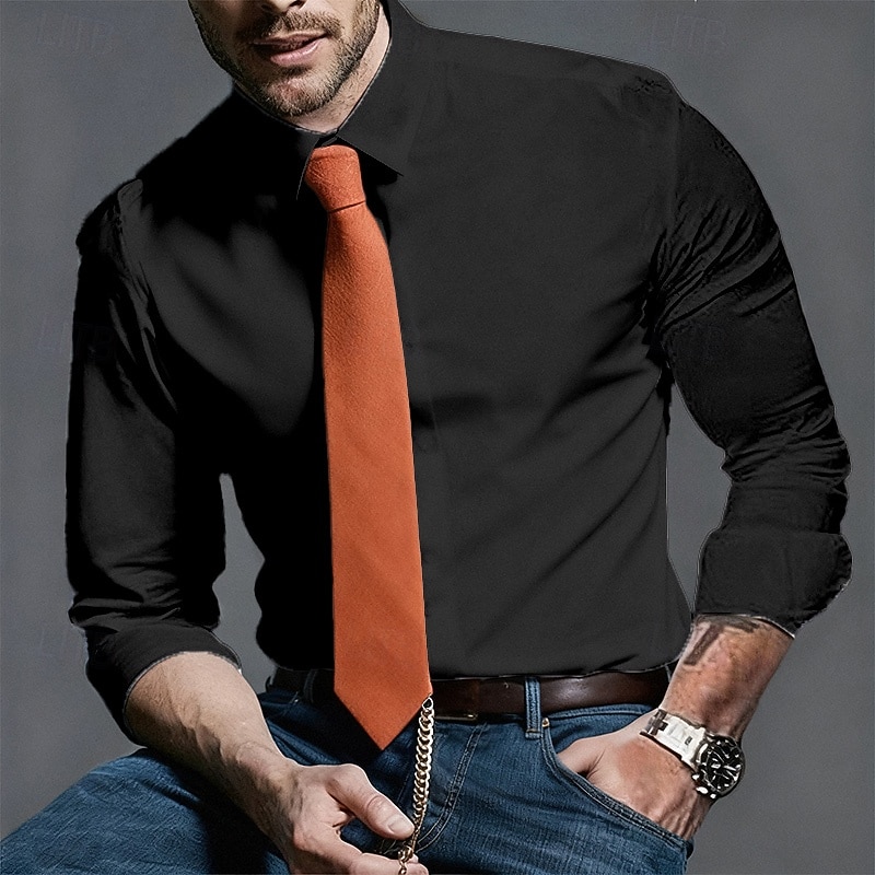 Homens Camisa Social Saia Tecido Casamento Ao ar livre Rosa Claro Preto Branco Verde Claro Manga Longa Aberto para a Lateral Primavera Outono Roupa Puro de 2026 por $24.99 –P4