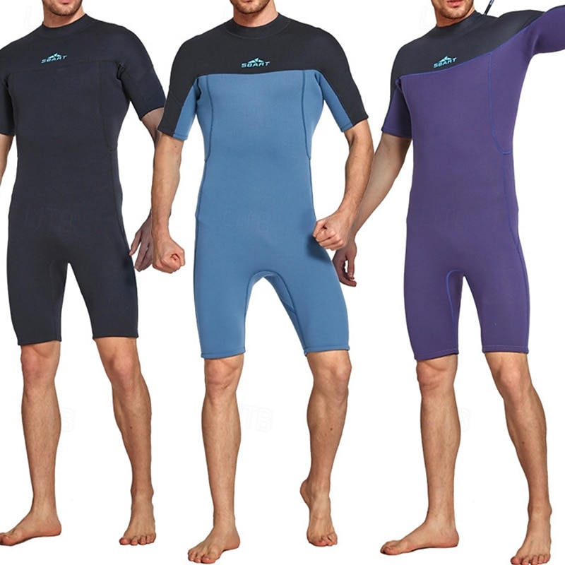 בגדי ריקוד גברים 3 מ"מ חליפת צלילה מניאופרן מגן פריחה לכל הגוף חליפת גלישה אחת חסימת צבעים בקרת בטן שרוולים קצרים חליפות צלילה גלישה שייט בקאנו שנרקול אביב 2026 - $78.99 –P1