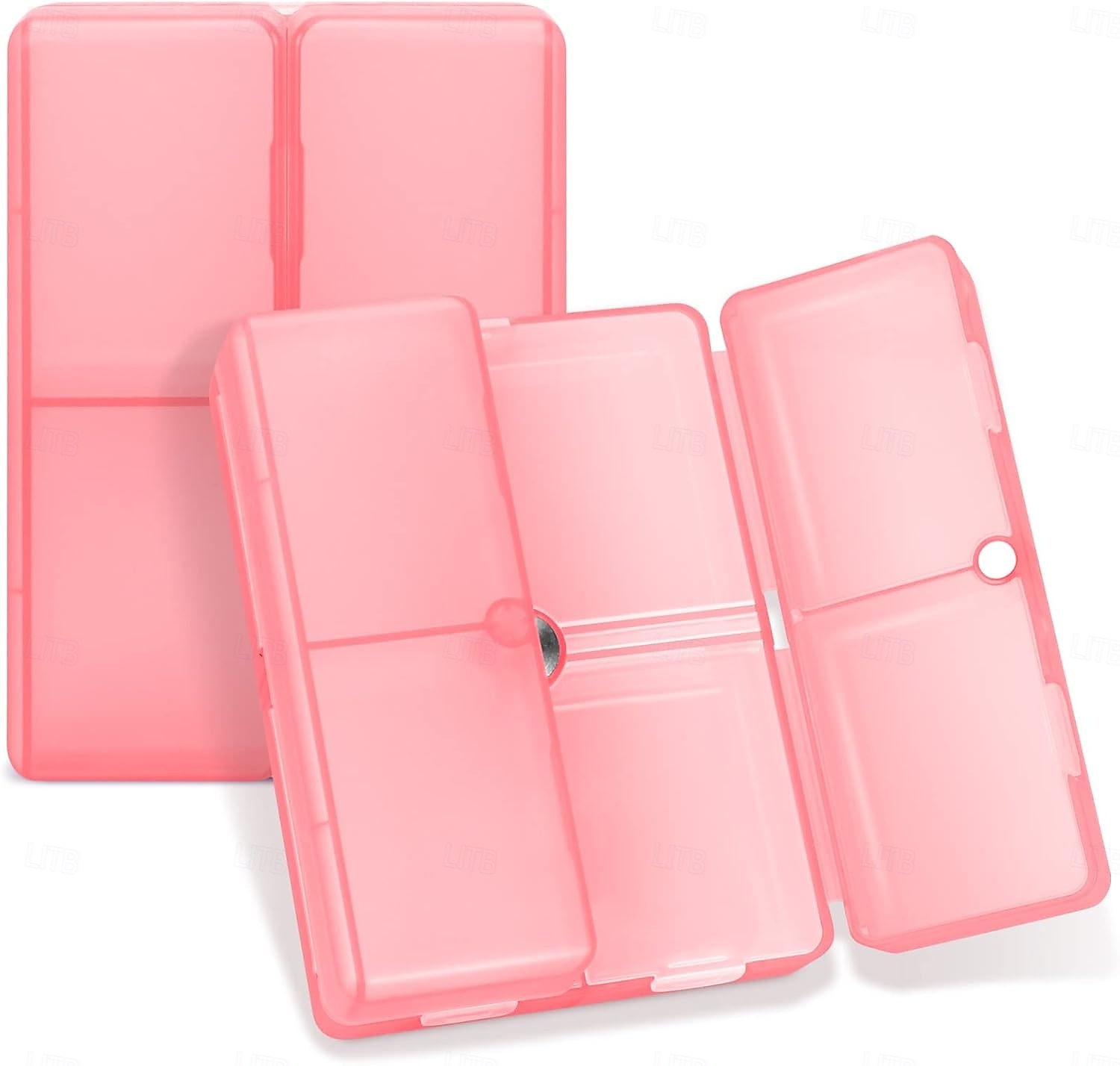 منظم حبوب يومي، 7 حجرات محمولة لتنظيم حبوب السفر، [تصميم قابل للطي] صندوق حبوب لجيب المحفظة لحمل الفيتامينات وزيت كبد سمك القد والمكملات الغذائية والأدوية - أحمر شفاف 2026 - $9.99 –P1