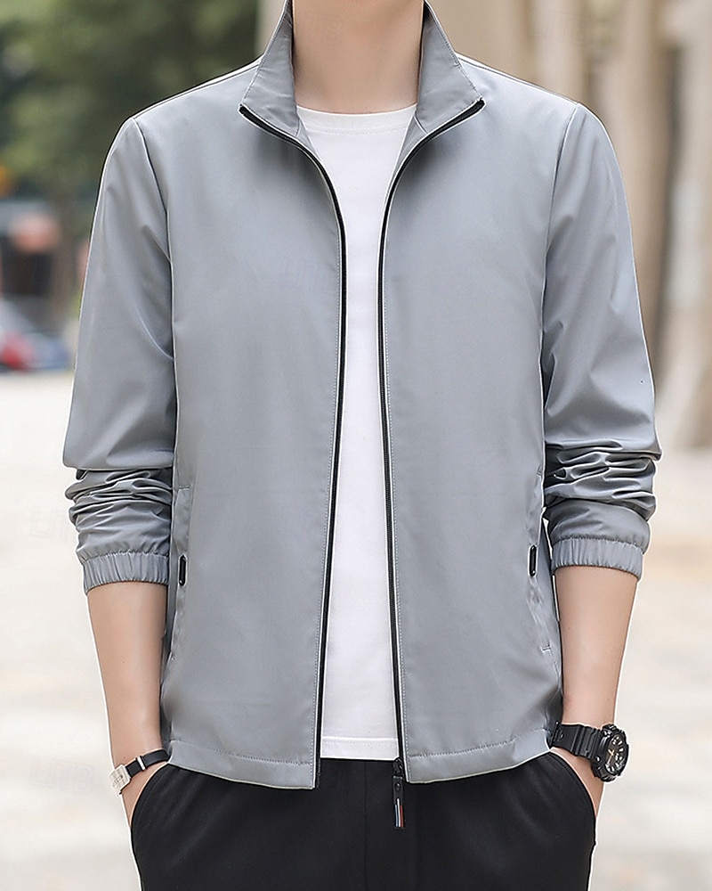 Homme Couleur Unie Veste zippée blouson aviateur Manteaux décontractés Printemps & Automne avec poches manche longue Athleisure Imperméable Léger Salle de sport Randonnée Course Entraînement Noir de 2026 ? $28.99 –P6