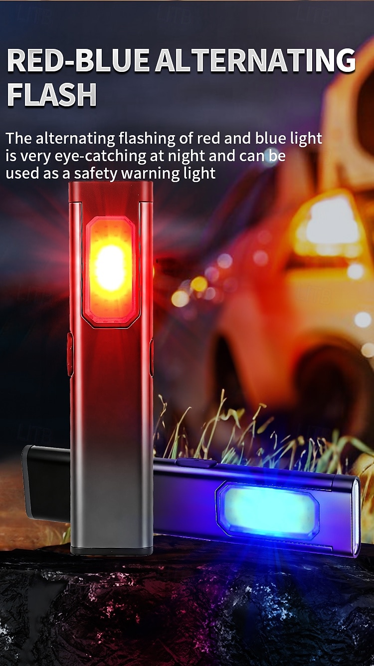 Rechargeable COB Work Light, Super Bright Magnetic LED Flashlight with Pocket Clip, USB-C, 5 Modes with Red & Blue Strobe - Slim Inspection Light for Car Repair, Camping, and Emergency 2025 - $17.99 –P5