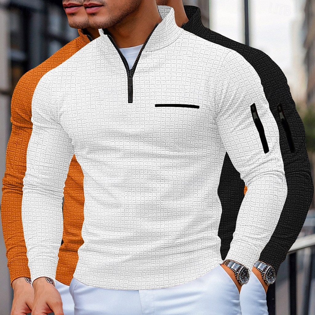 Ανδρικά Βάφλα Πόλο Μπλουζάκια Pullover Αθλήματα & Ύπαιθρος Causal Ζιβάγκο Τρίμηνο φερμουάρ Μακρυμάνικο Μοντέρνα Άνετο Συνδυασμός Χρωμάτων Με Υφή 3 τεμάχια 2026 - $53.99 –P3