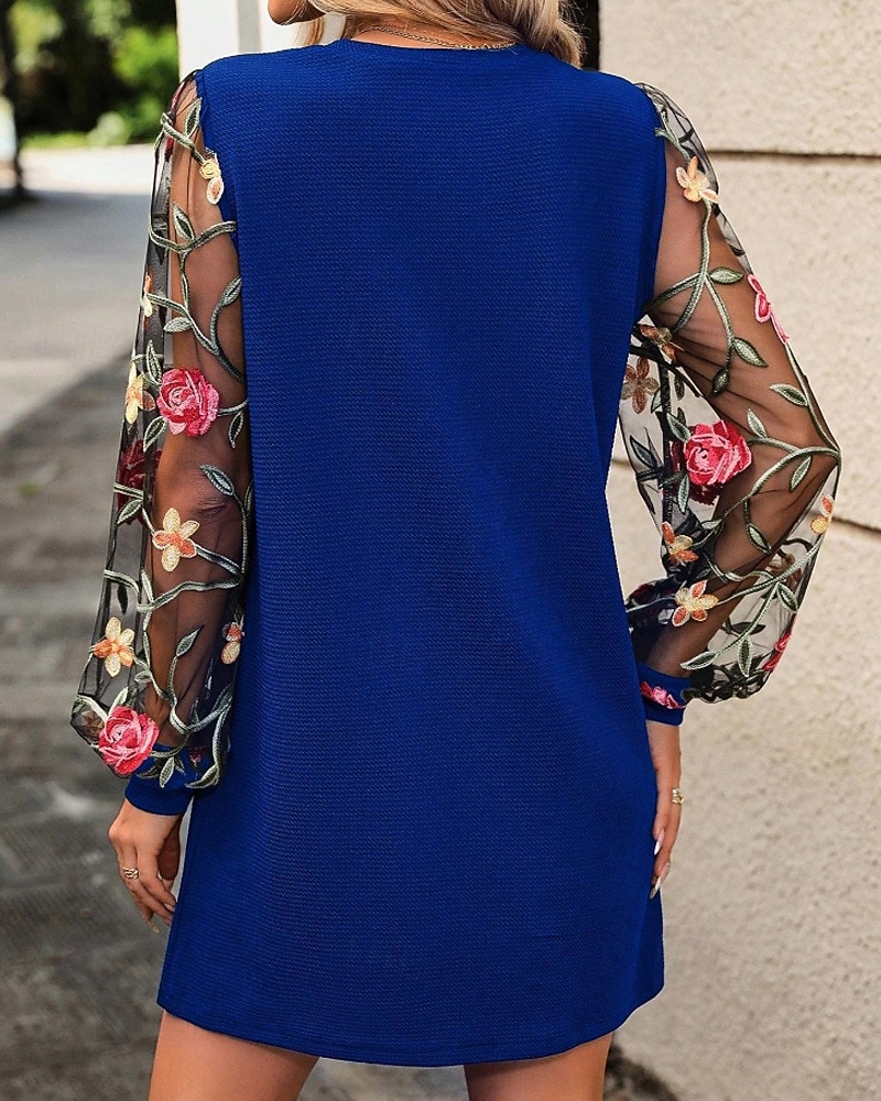 Women's Mini Dress Casual Dress T Shirt Dress Tee Dress Print Dress Modern Daily Outdoor Vacation Regular Fit Floral Long Sleeve Crew Neck Blue Black Apricot Summer Spring 2026 - $26.99 –P15