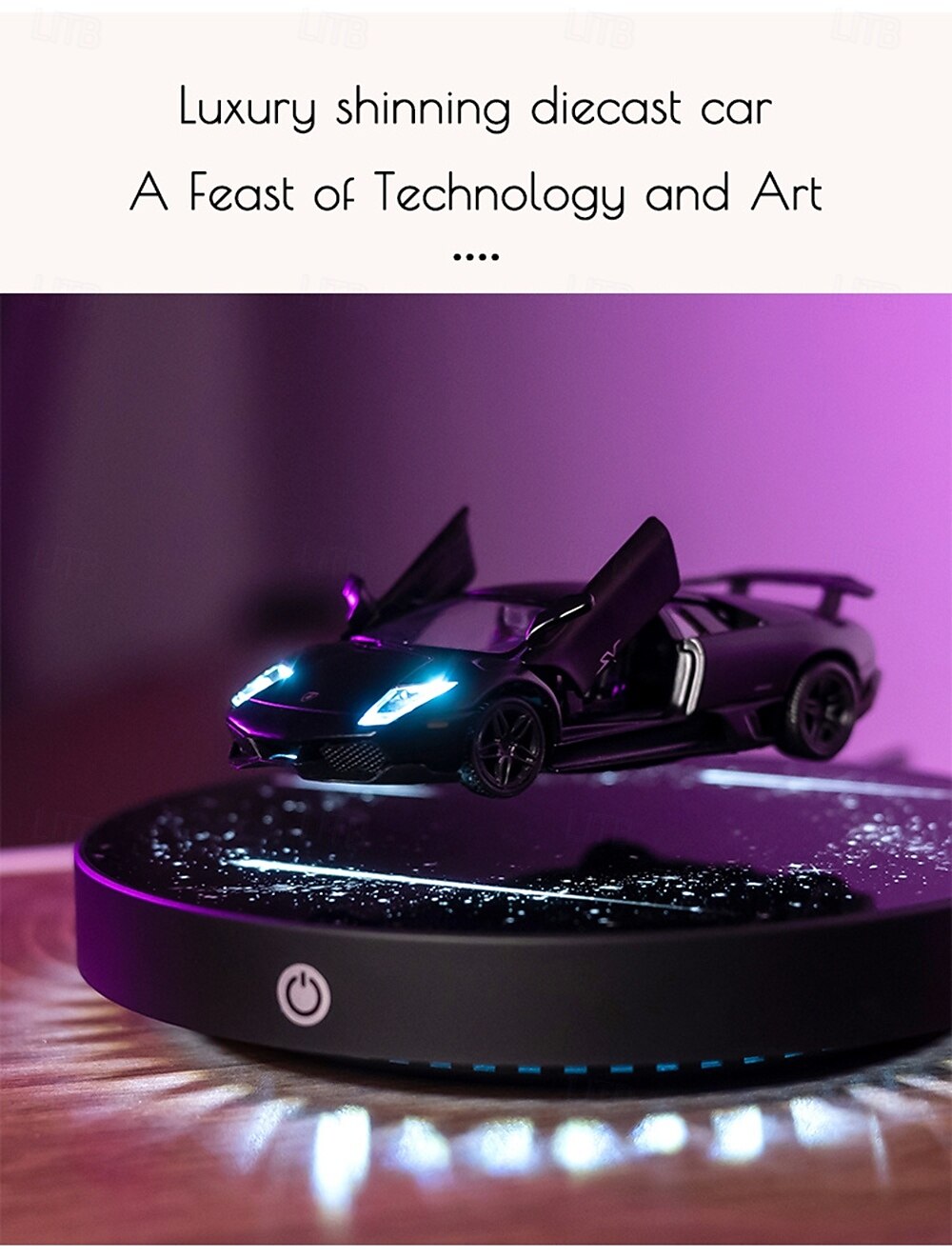 Magnetic Levitation Black Cast Car with Luminous Circular Starry Sky Base Featuring Real LED Energy-saving Lighting Effect Controlled By Switch Freely Rotating in The Air for Valentine's Day Gift 2026 - $109.99 –P6